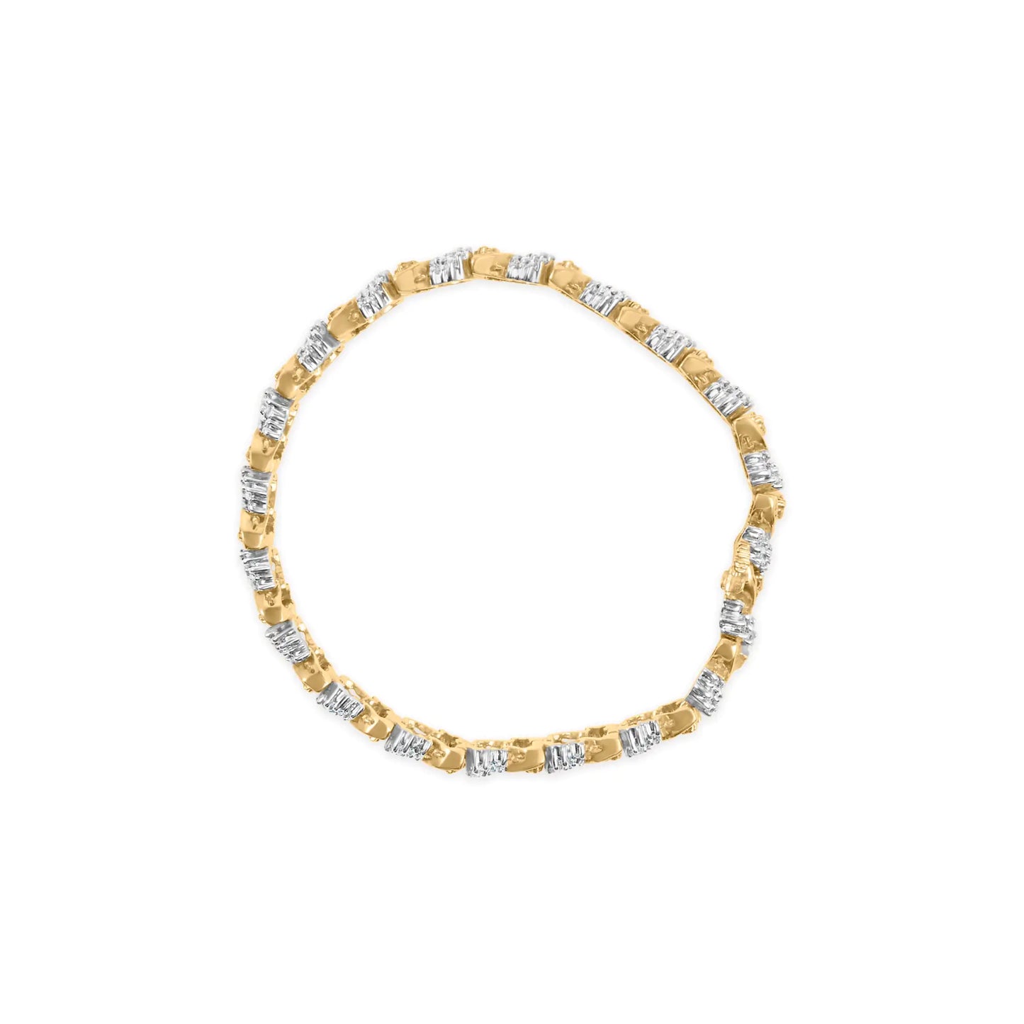 Yellow Gold Diamond Woven-Composite-Cluster and S-Link Bracelet