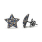 Black-Rhodium-Plated White Gold Diamond and Blue Sapphire Star Stud Earrings