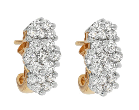 Yellow Gold Diamond Cluster Earrings