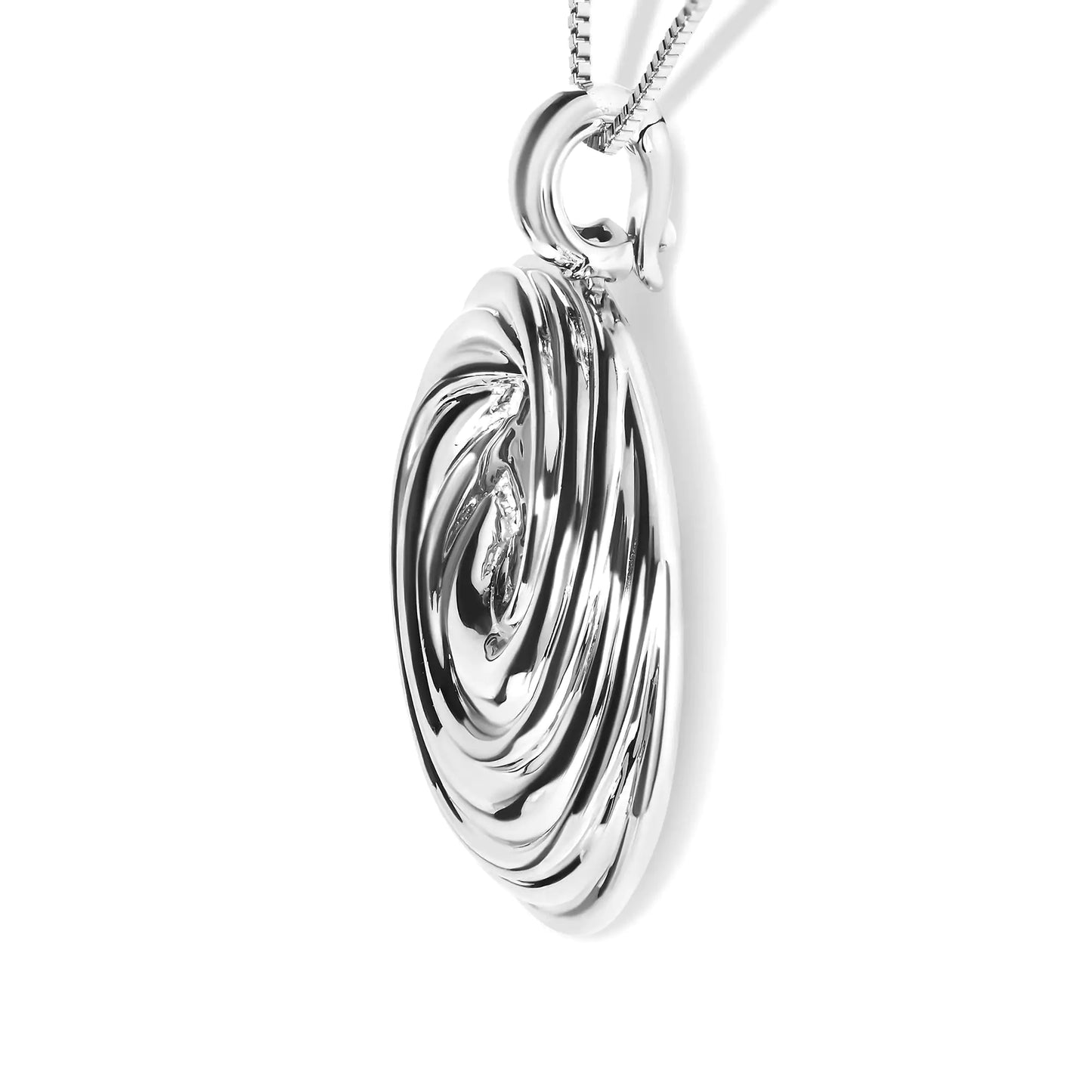 Silver Endless-Wave Swirl Statement-Medallion Pendant Necklace