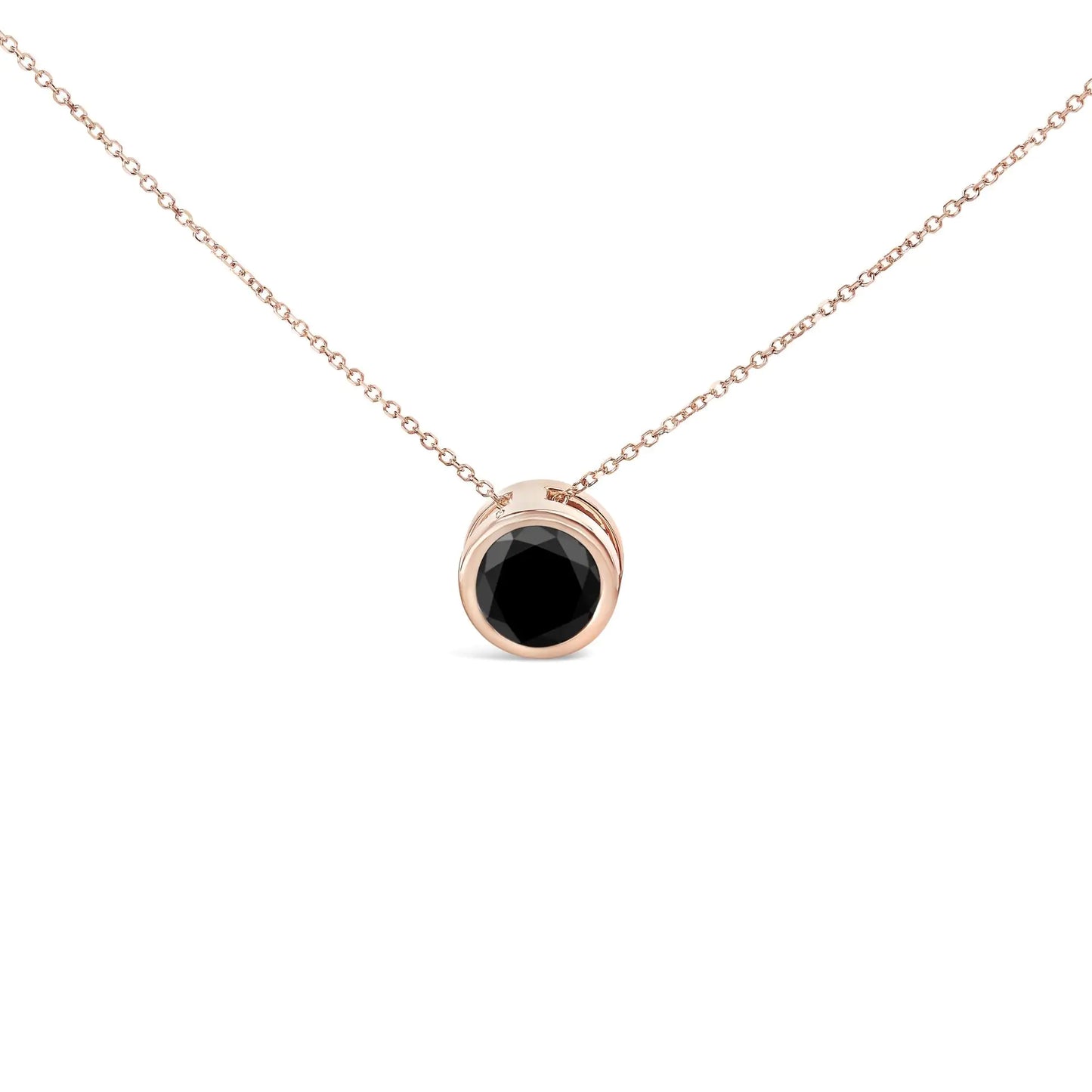 Rose Gold Black Diamond Solitaire Pendant Necklace