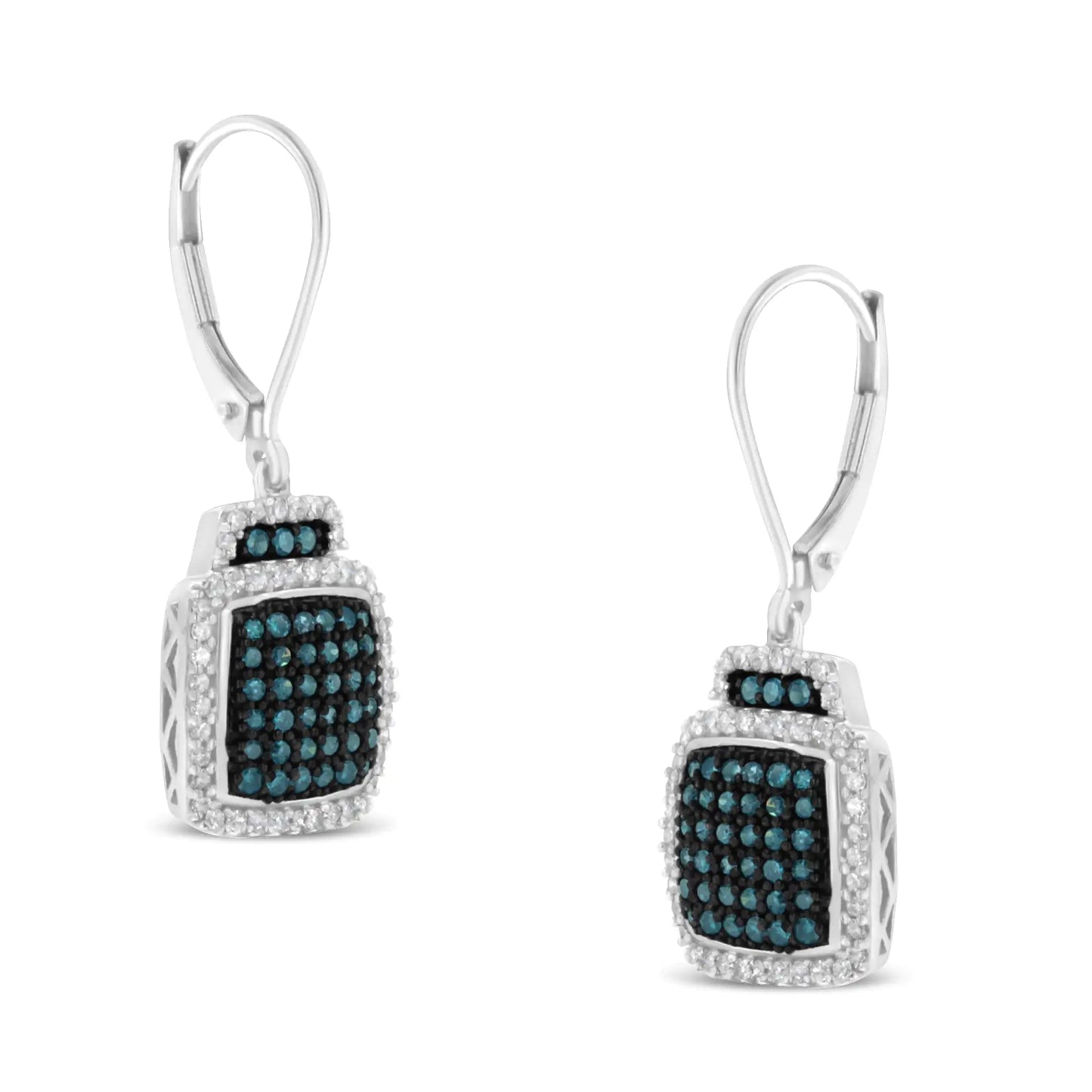 Black-Rhodium-Plated Silver Blue-and-White Diamond Earrings