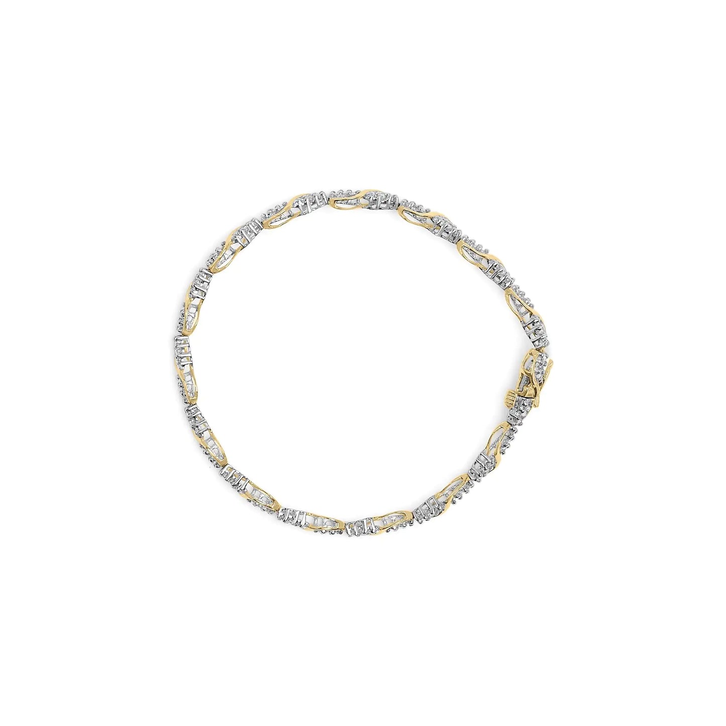 Yellow-and-White Two-Tone Gold Diamond Spiral-Over Link Bracelet