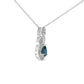 Silver Pear Sapphire and Diamond Accent Infinity Drop Pendant Necklace