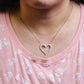 Silver Diamond Open Heart Pendant Necklace