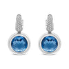 White Gold Bezel-Set Blue Topaz and Invisible-Set Diamond Bale Dangle Earrings