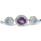 Silver Oval Amethyst and Pear Blue Topaz with Diamond Accent Lariat Bracelet