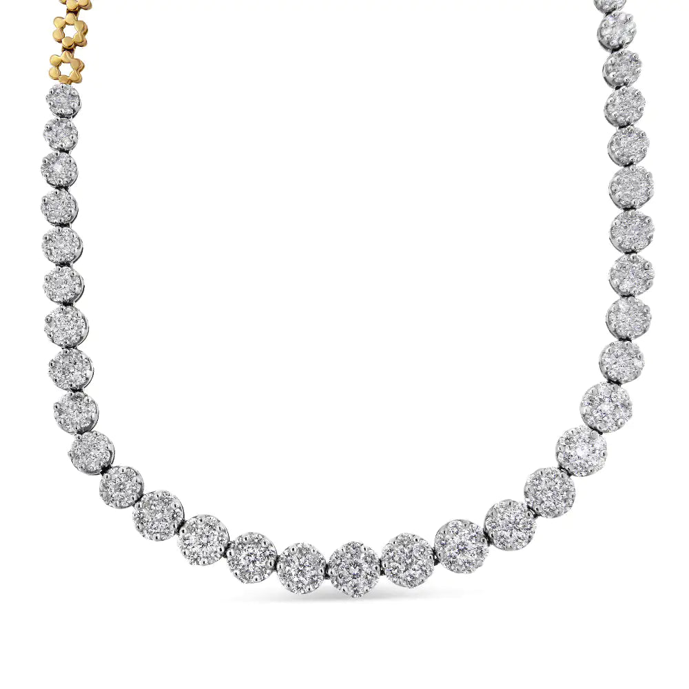 Yellow Gold Pavé-Set Round-Cut Diamond Riviera Statement Necklace