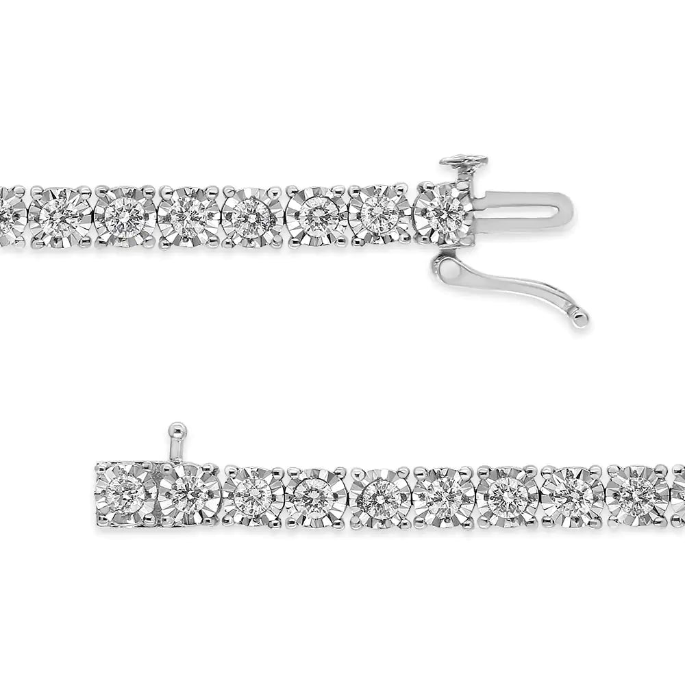 Silver Diamond Illusion-Set Miracle Plate Tennis Bracelet