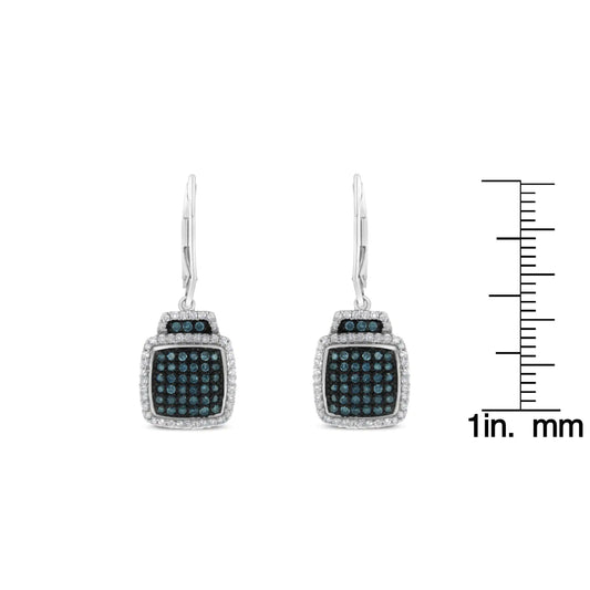 Black-Rhodium-Plated Silver Blue-and-White Diamond Earrings