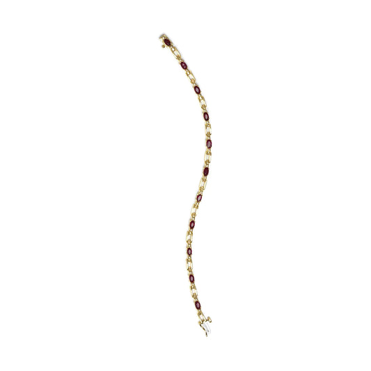 Yellow Gold Ruby and Diamond Bar Bracelet