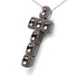 Black-Rhodium-Plated Rose Gold Amethyst Halo Cross Pendant Necklace