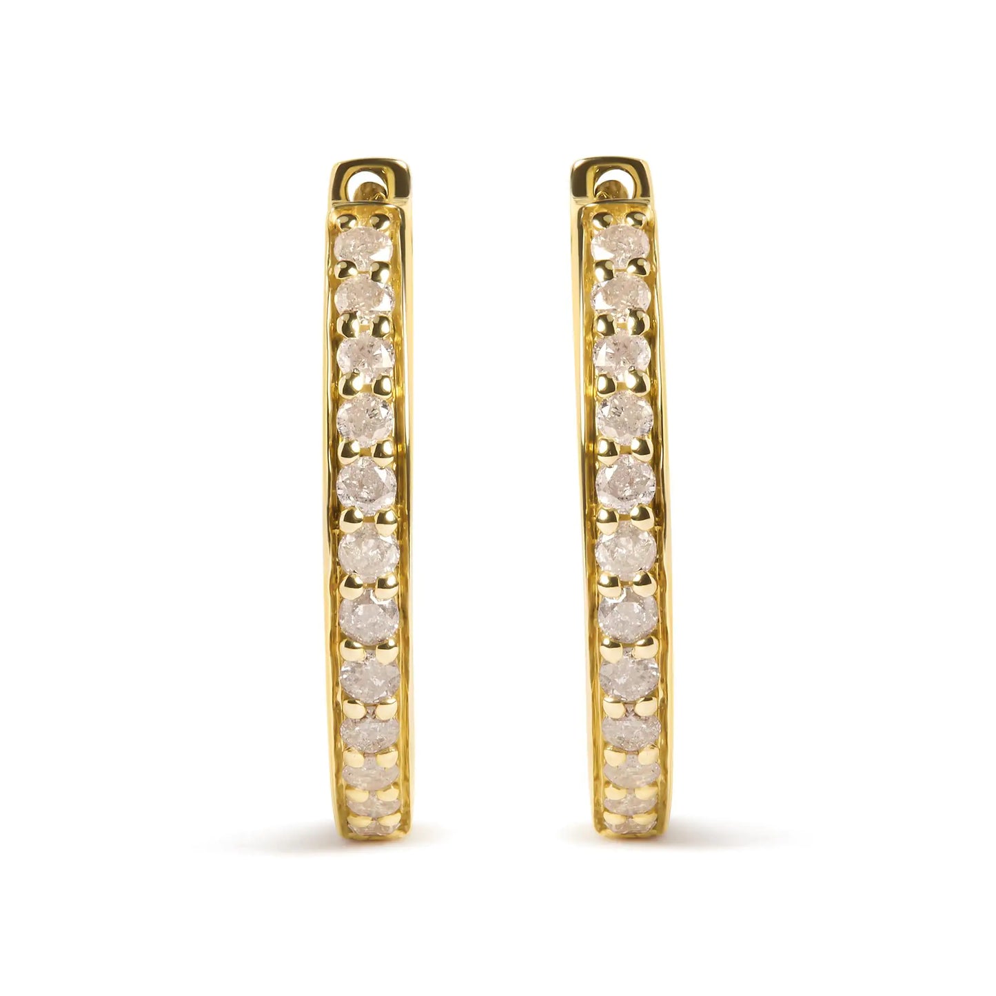 Yellow Gold Round-Cut Diamond Hoop Earrings