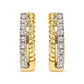 Yellow Gold Diamond and Rope-Twist Huggy-Hoop Earrings