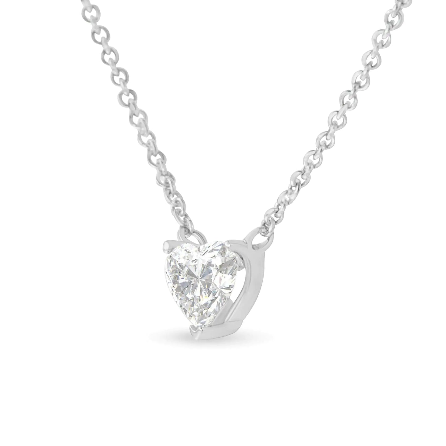 White Gold Lab Grown Heart Shape Diamond Solitaire Pendant Necklace