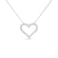 Silver Diamond Open Heart Pendant Necklace