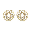 Yellow Gold Diamond Sun-and-Stars Open-Hoop Earrings