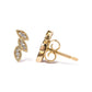 Yellow Gold Diamond Triple-Leaf Stud Earrings