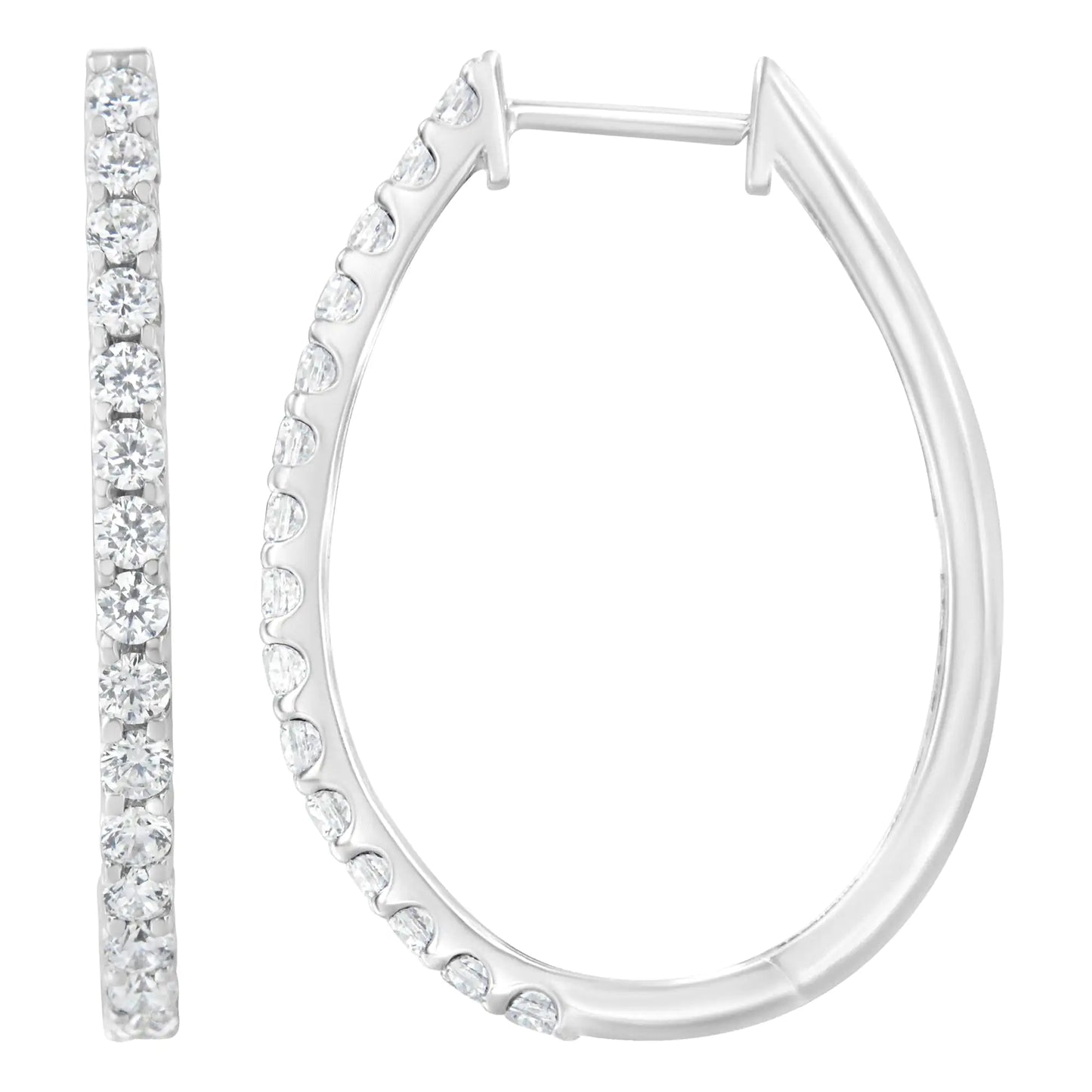 White Gold Round Brilliant-Cut Diamond Hoop Earrings