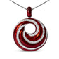 Silver Red Enamel and Diamond Endless-Swirl-Medallion Pendant Necklace