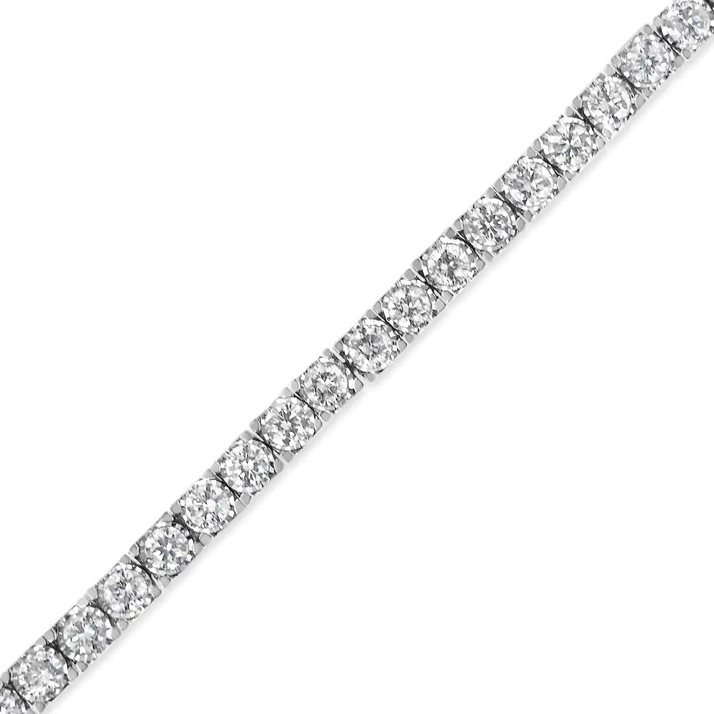 White Gold Miracle-Set Round-Cut Lab-Grown Diamond Illusion Tennis Bracelet