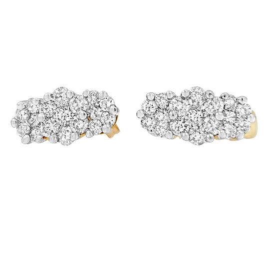 Yellow Gold Diamond Cluster Earrings