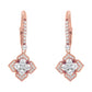 Rose Gold Diamond Flower Drop-Dangle Earrings