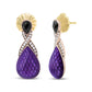 Rose-Gold-Flash-Plated Silver Purple Enamel Diamond and Black Onyx Drop Earrings