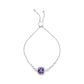 Silver Purple Amethyst and Diamond Accent Lariat Bolo Bracelet