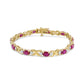 Yellow Gold Diamond and Red Ruby Alternating X-Link Bracelet