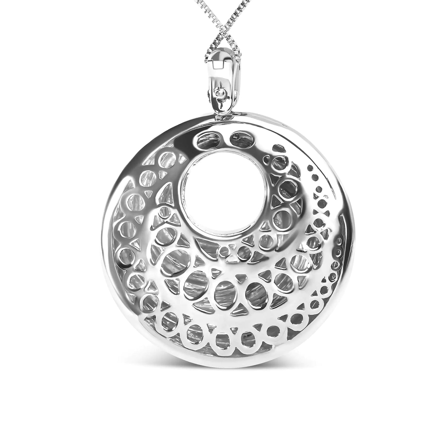 Silver Endless-Wave Swirl Statement-Medallion Pendant Necklace