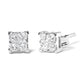 Silver Invisible-Set Princess Diamond Composite Quad Stud Earrings