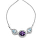 Silver Oval Amethyst and Pear Blue Topaz with Diamond Accent Lariat Bracelet