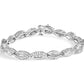 White Gold Diamond-Swirl and Pear-Shape Link Bracelet