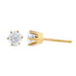 Yellow Gold Round Brilliant-Cut Diamond Six-Prong-Set Solitaire Stud Earrings