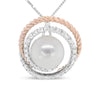 Rose-and-White Gold Diamond and Round Pearl Spiral Openwork Pendant Necklace