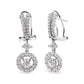 White Gold Diamond Drop-and-Dangle Halo Earrings