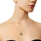 Silver Black-Rhodium-Treated Blue-and-Yellow Diamond Double-Square Pendant Necklace