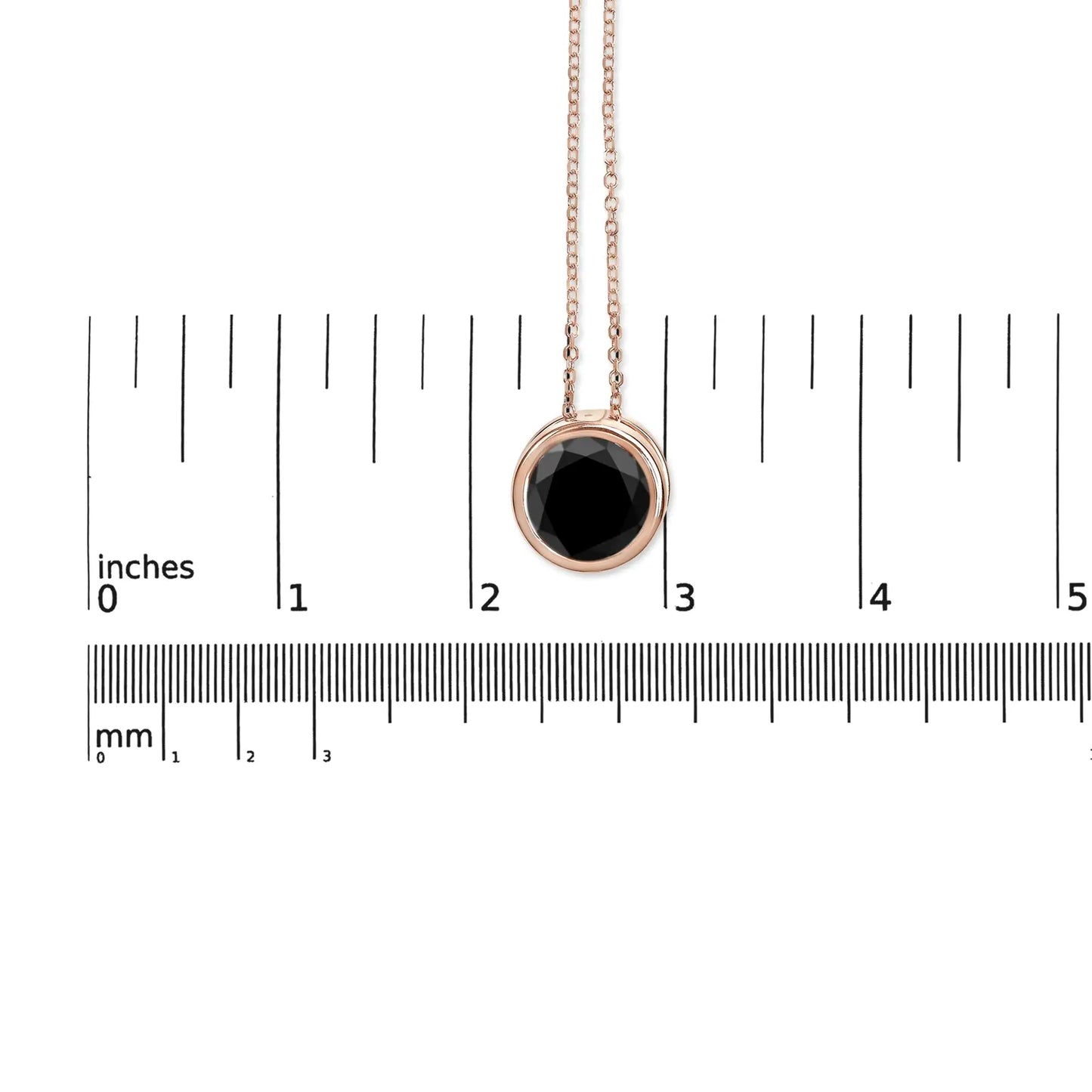 Rose Gold Black Diamond Solitaire Pendant Necklace