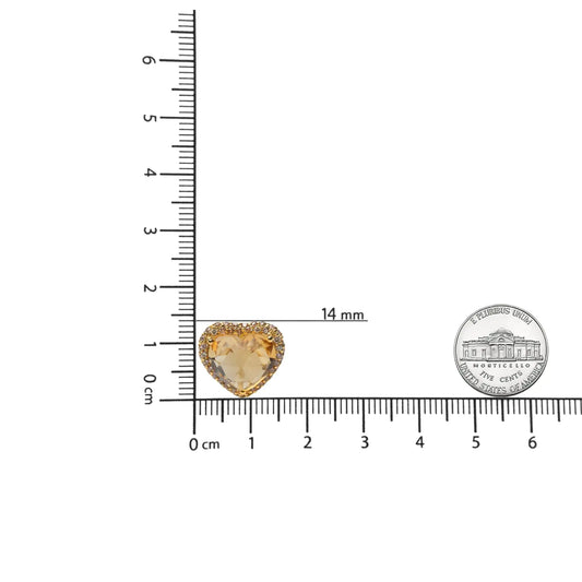 Yellow Gold Brown Diamonds and Heart-Cut Yellow Citrine Halo Heart Stud Earrings