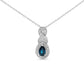 Silver Pear Sapphire and Diamond Accent Infinity Drop Pendant Necklace