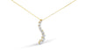 Yellow Gold Baguette-Cut and Brilliant Round-Cut Diamond Journey Pendant Necklace