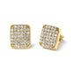 Yellow Gold Diamond Square-Shaped Composite-Cluster Stud Earrings