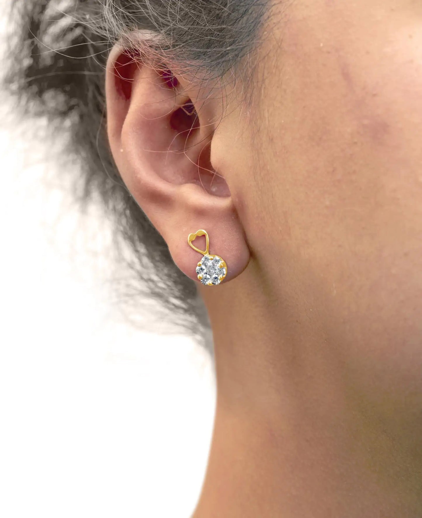 Yellow Gold Round-Cut Diamond Earrings