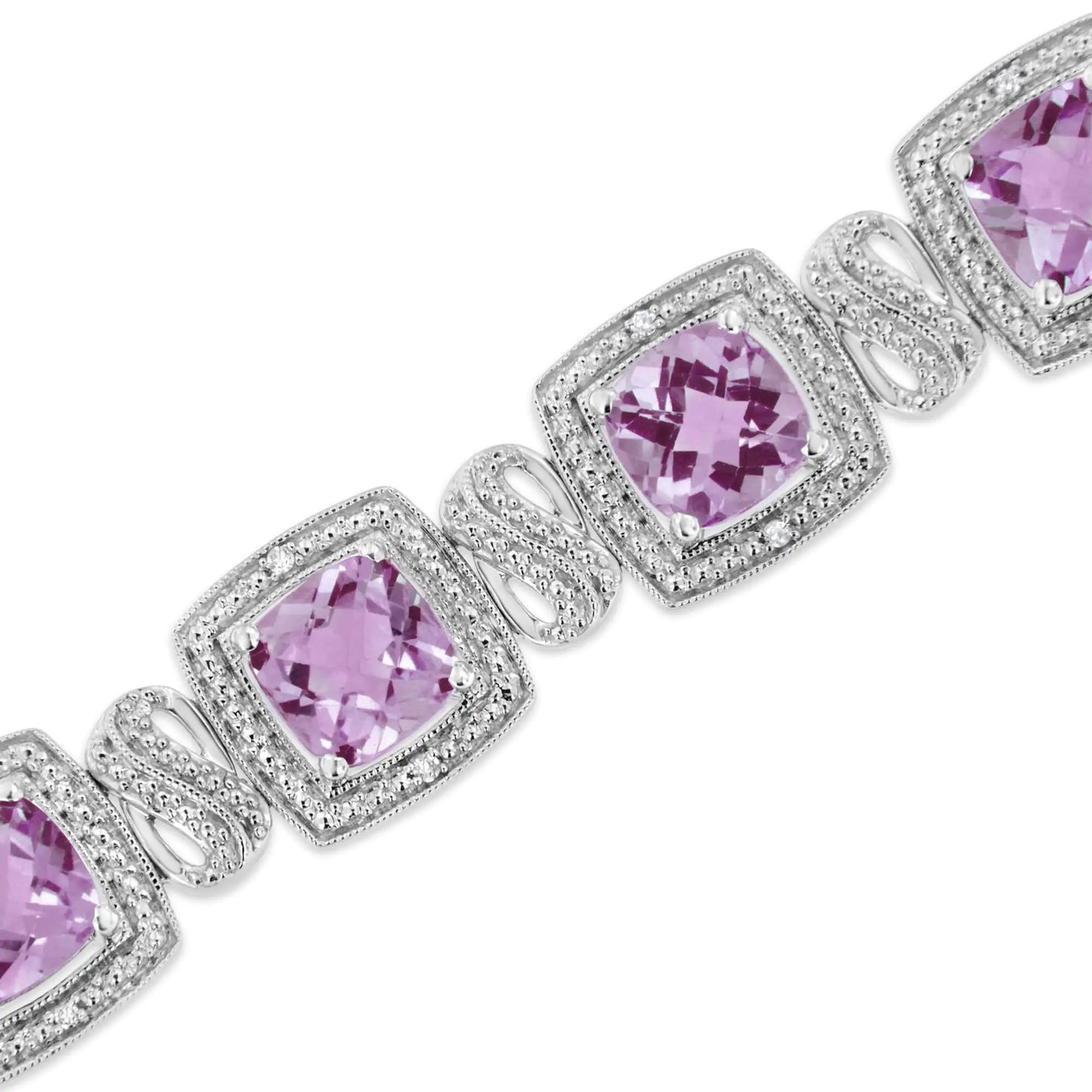 Silver Amethyst and Diamond Tennis Bracelet