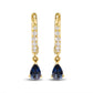 Yellow Gold Pear-Shaped Blue Sapphire and Diamond Drop-and-Dangle Huggy-Hoop Earrings