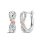 White-and-Rose Gold Diamond Infinite-and-Ribbon Hoop Earrings