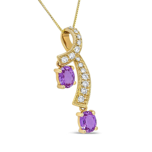 Yellow Gold Sapphire and Diamond Pendant Necklace