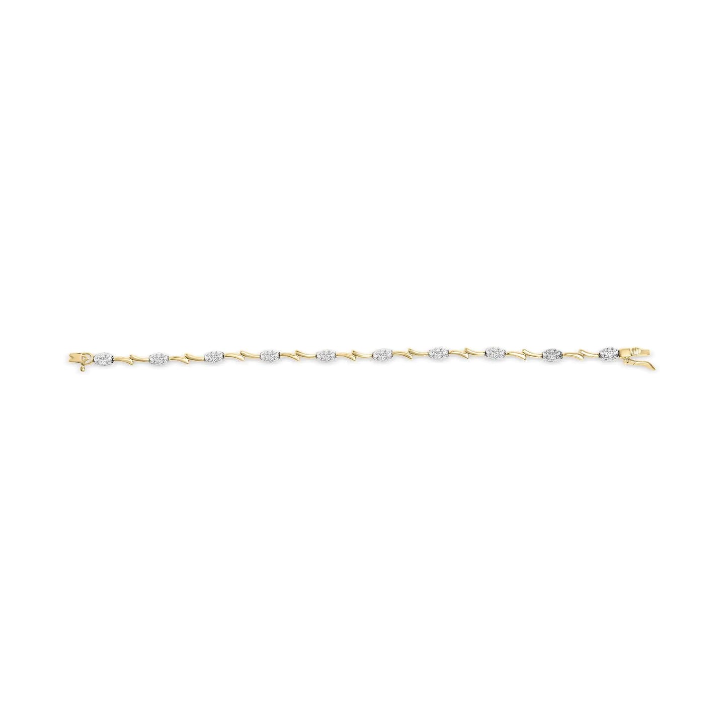 White-and-Yellow Gold Diamond Cluster-Link Bracelet