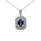 Silver Blue Topaz and Diamond Accent Art-Deco-Style Pendant Necklace